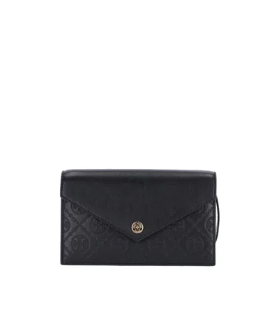 Tory Burch T Monogram Envelope Chain Wallet In Black