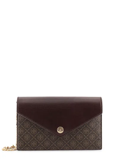 Tory Burch T-monogram Envelope Chain Wallet Crossbody Bag In Brown