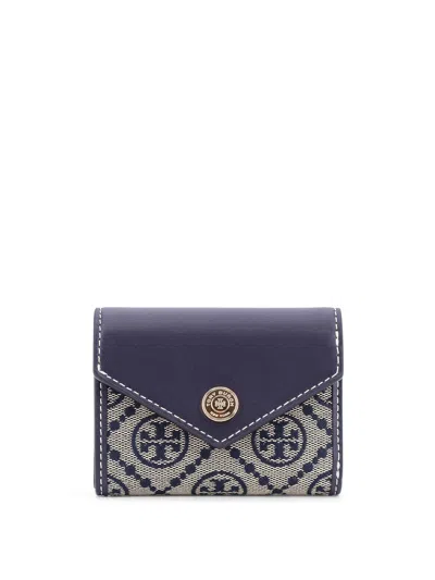 Tory Burch T Monogram Envelope Leather And T Monogram Fabric Wallet