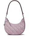Tory Burch T Monogram Fil Coupe Crescent Shoulder Bag In Purple