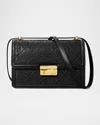 Tory Burch T Monogram Flap Leather Shoulder Bag In Black