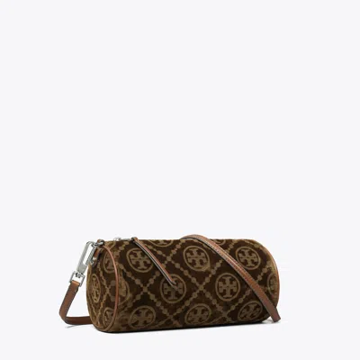 Tory Burch T Monogram Flocked Cylinder Bag In Sand