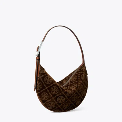 Tory Burch T Monogram Flocked Small Balloon Bag In Sand