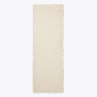 Tory Burch T Monogram Floral Oblong Scarf In Neutral