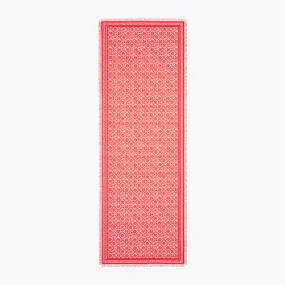 Tory Burch T Monogram Floral Oblong Scarf In Pink