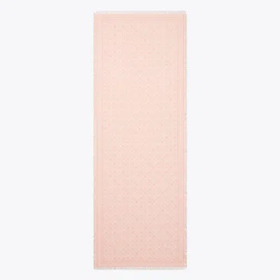 Tory Burch T Monogram Floral Oblong Scarf In Pink