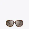 Tory Burch T Monogram Geometric Sunglasses In Dark Tortoise/solid Brown