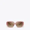 Tory Burch T Monogram Geometric Sunglasses In Milky Wine Pink/brown Mirror
