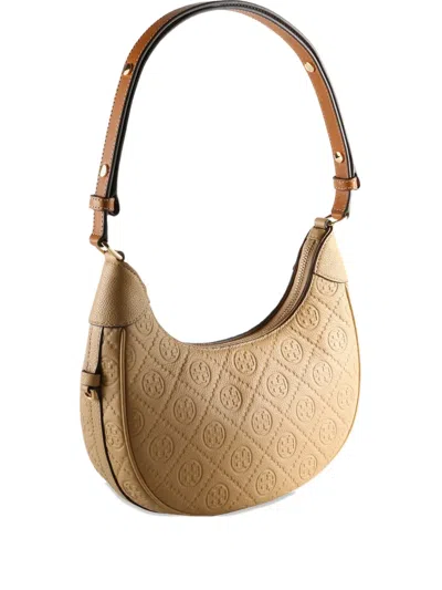 Tory Burch T-monogram Half-moon Shoulder Bag In Yellow