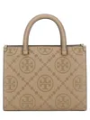 Tory Burch "t Monogram" Handbag In Beige