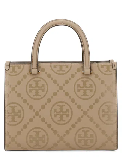 Tory Burch "t Monogram" Handbag In Beige
