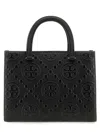 Tory Burch T Monogram Top-handle Embossed Tote In Black