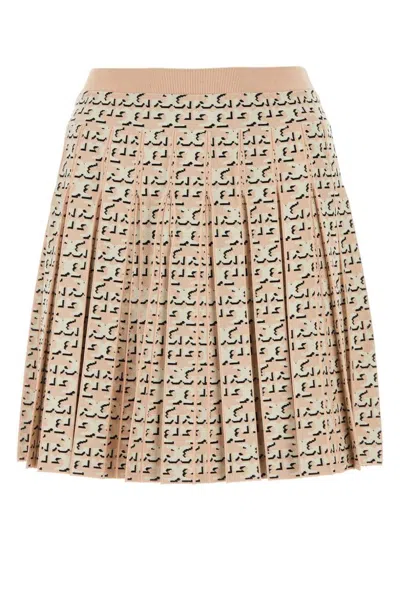 Tory Burch Embroidered Pleated Viscose Blend Skirt In Multi