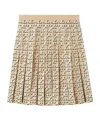 Tory Burch T Monogram Pleated Viscose Skirt In Nude