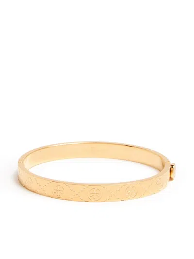 Tory Burch T Monogram Hinge Bracelet In Gold