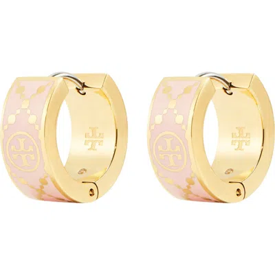 Tory Burch T-monogram Hoop Earrings In Multi