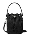 Tory Burch T-letter Pattern Decorative Mini Bucket Bag In Black/silver
