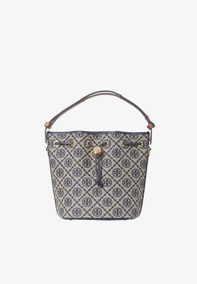 Tory Burch T Monogram Jacquard Bucket Bag In Blue