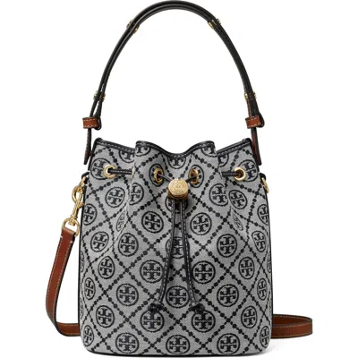 Tory Burch T Monogram Jacquard Bucket Bag In Tory Navy