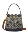 Tory Burch T Monogram Jacquard Bucket Bag In Tory Navy