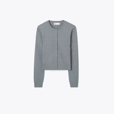 Tory Burch T Monogram Jacquard Cardigan In Blue