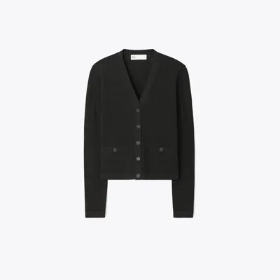 Tory Burch T Monogram Jacquard Cardigan In Black