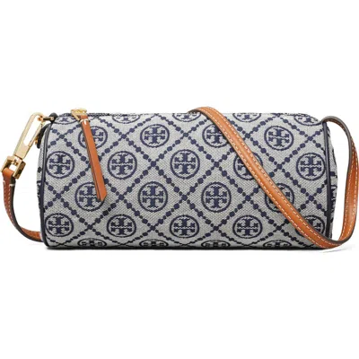 Tory Burch T Monogram Jacquard Cylinder Shoulder Bag In Blue