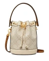 Tory Burch Women's T Monogram Embossed Leather Bucket Bag In Ivory/brass