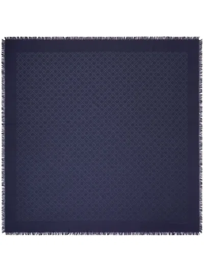 Tory Burch Jacquard-schal Mit T-monogramm In Blau