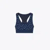 Tory Burch T Monogram Jacquard Seamless Bra In Dark Blue Prismatic T Monogram