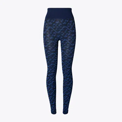 Tory Burch T Monogram Jacquard Seamless Legging In Dark Blue Prismatic T Monogram