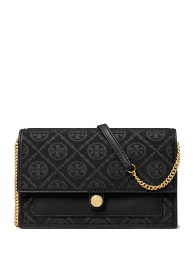 Tory Burch T Monogram-jacquard Shoulder Bag In Black