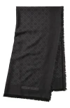 Tory Burch Medallion-embroidery Fringed Scarf In Black
