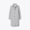 Tory Burch T Monogram Jacquard Wool Coat In Gray