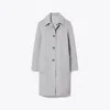 Tory Burch T Monogram Jacquard Wool Coat In Green