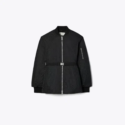 Tory Burch T Monogram Jacquard Zip Jacket In Black