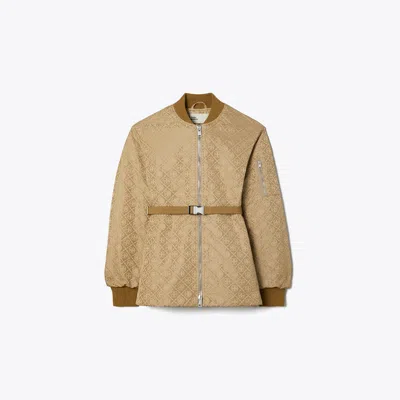 Tory Burch T Monogram Jacquard Zip Jacket In Neutral