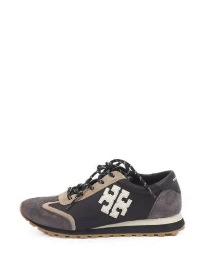 Pre-owned Tory Burch T Monogram Lace-up Sneakers In Black