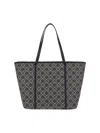 Tory Burch Embroidered Canvas T Monogram Shopping Bag In Blue