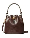 Tory Burch T Monogram Bucket Bag In Deep Maroon/gold