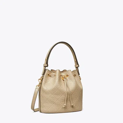 Tory Burch T Monogram Leather Bucket Bag In Fresh Clay