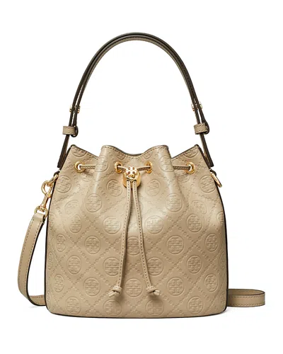 TORY BURCH T MONOGRAM LEATHER BUCKET BAG
