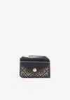 Tory Burch T Monogram Leather Cardholder In Beige