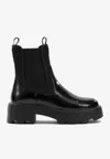 Tory Burch Black Leather And Fabric Chelsea Ankle Boots In Black