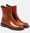 Tory Burch T Monogram Leather Chelsea Boots In Brown