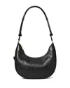 Tory Burch Leather T Monogram Crescent Shoulder Bag In Black