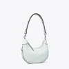 Tory Burch T Monogram Leather Crescent Bag In Ice Blue