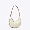 Tory Burch T Monogram Leather Crescent Bag In Light Cream