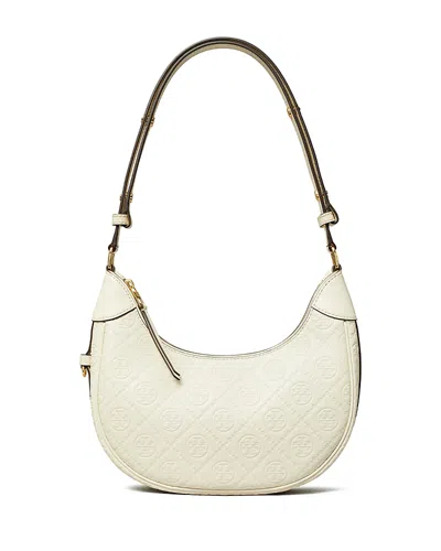 TORY BURCH T MONOGRAM LEATHER CRESCENT BAG