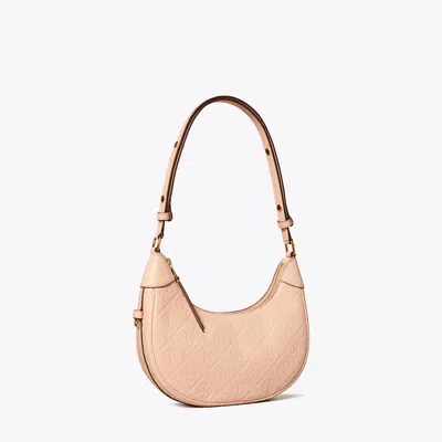 Tory Burch T Monogram Leather Crescent Bag In Pink Sea